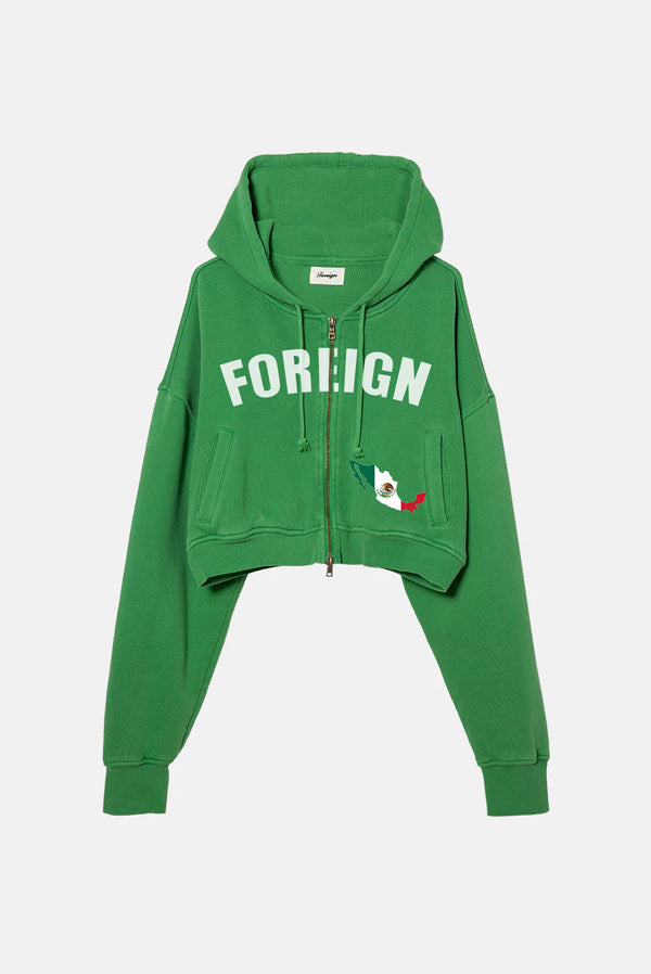 Mexico Cropped Zip-Up Hoodie