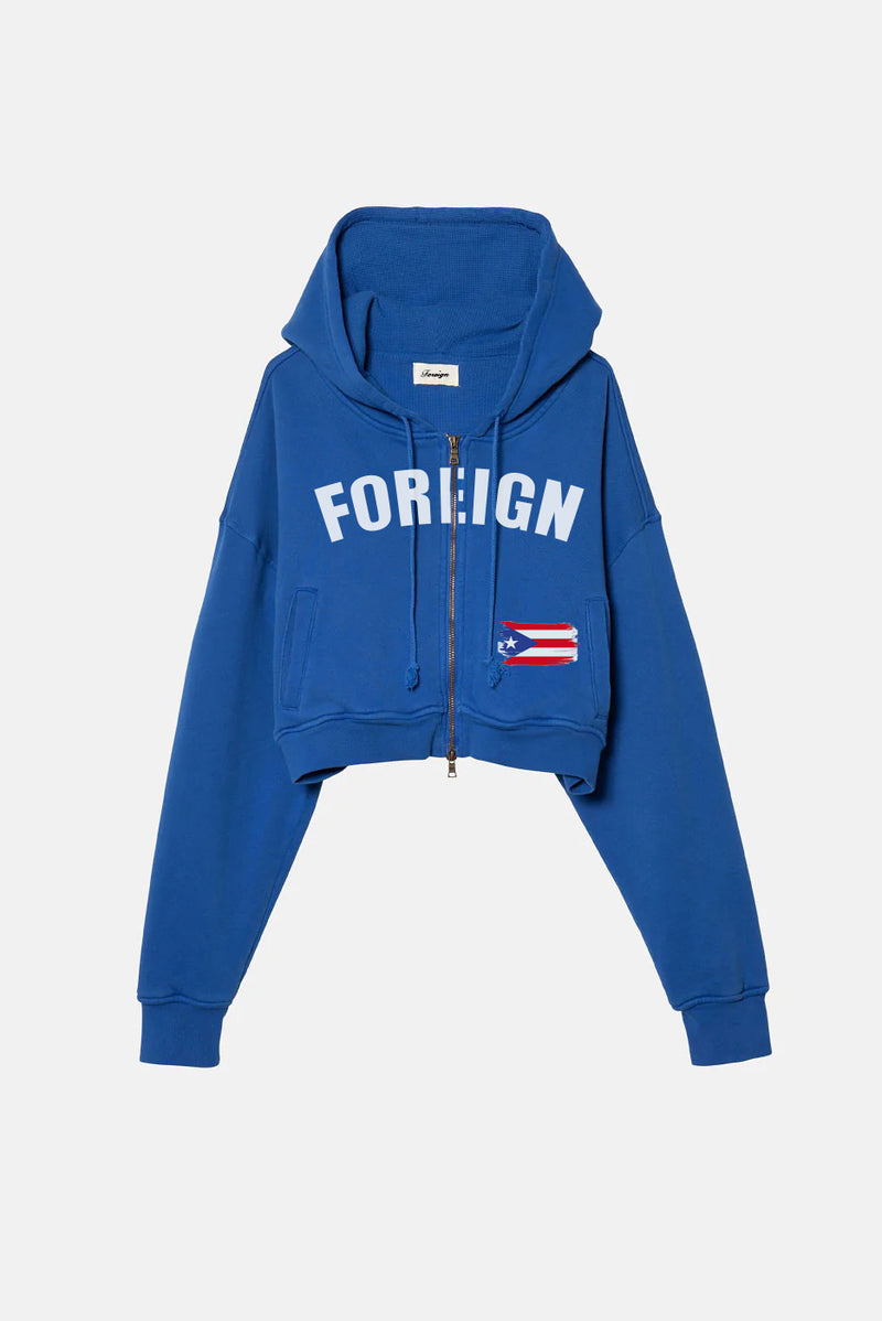 Puerto Rico Cropped Zip-Up Hoodie